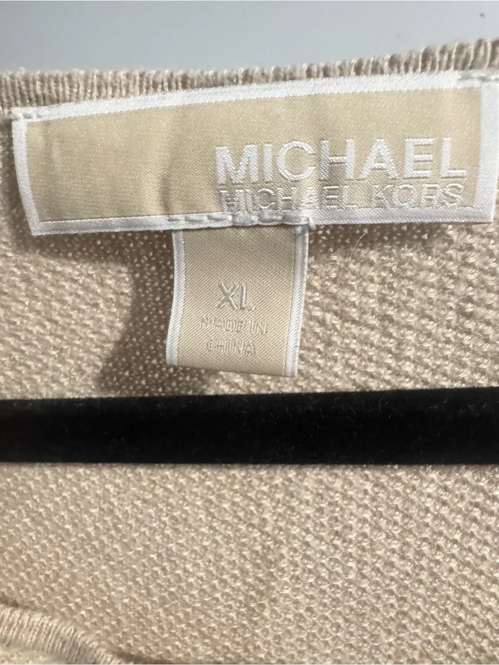 Michael Kors Beige Long-Sleeve Scoop Neck Top